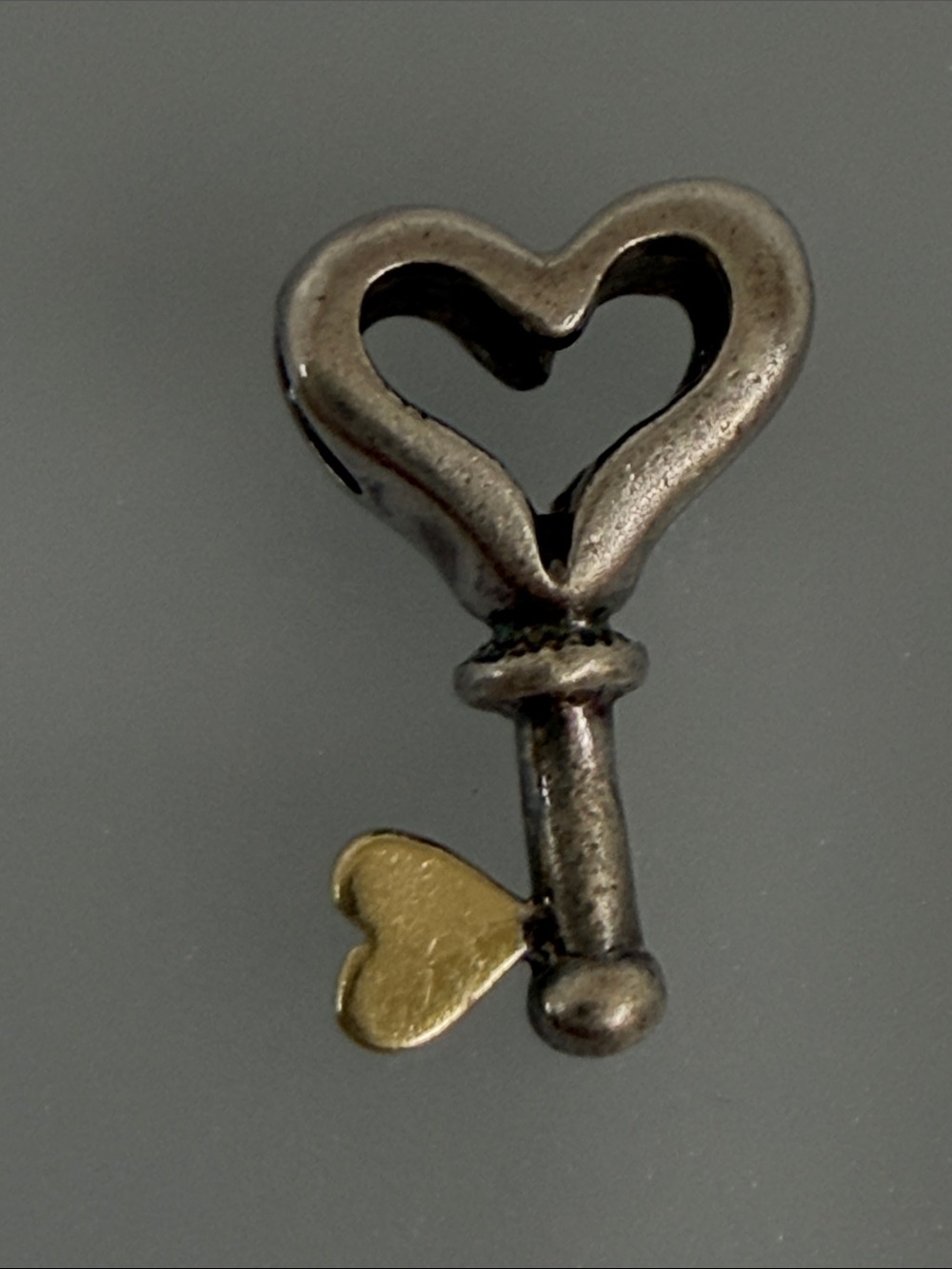 Pandora  10kHeart Key Accent Charm in Silver and Gold